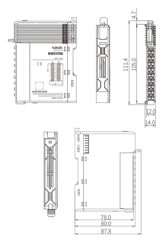 Размер модулей расширения Размер модулей расширения