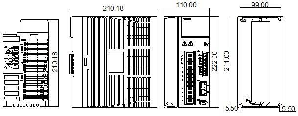 Размеры привода DS5C-43P0-PTA