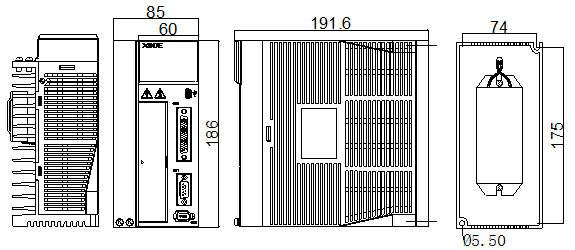 Размеры привода DS5K-21P0-PTA
