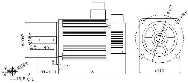 Размеры серводвигателя MS5-110