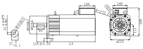 Размеры серводвигателя MS5-220