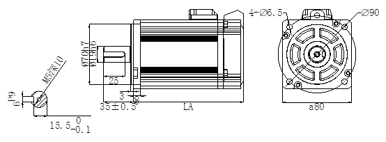 Размеры серводвигателя MS6-80