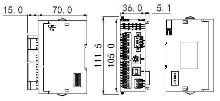 Размеры ПЛК XL5-16T